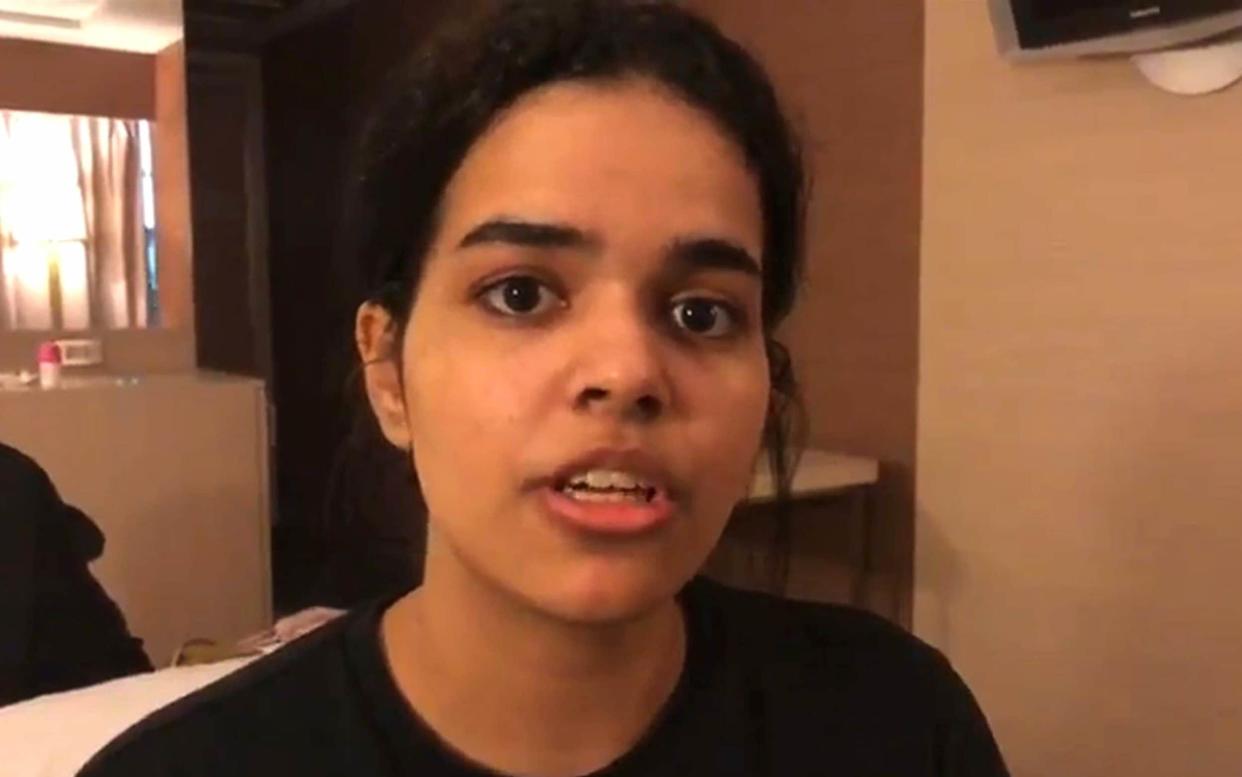 Rahaf Mohammed al-Qunun, 18, pleaded for her life on Twitter after she was stopped by immigration officials - AFP