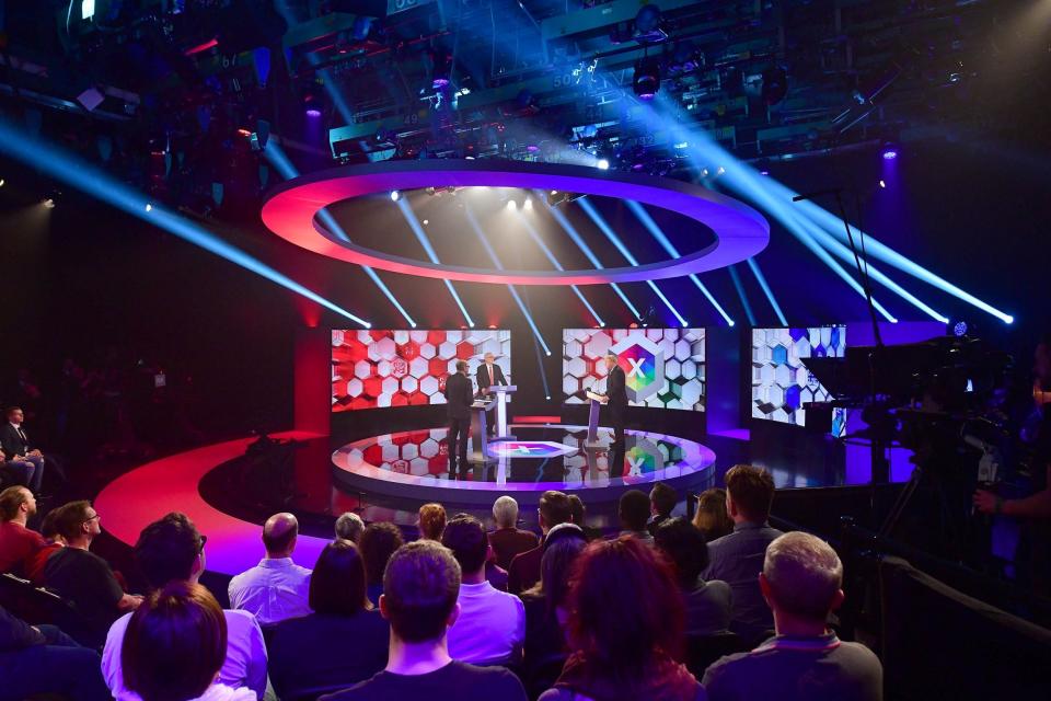 The audience watches as Britain's Prime Minister Boris Johnson and opposition Labour Party leader Jeremy Corbyn face each other (via REUTERS)