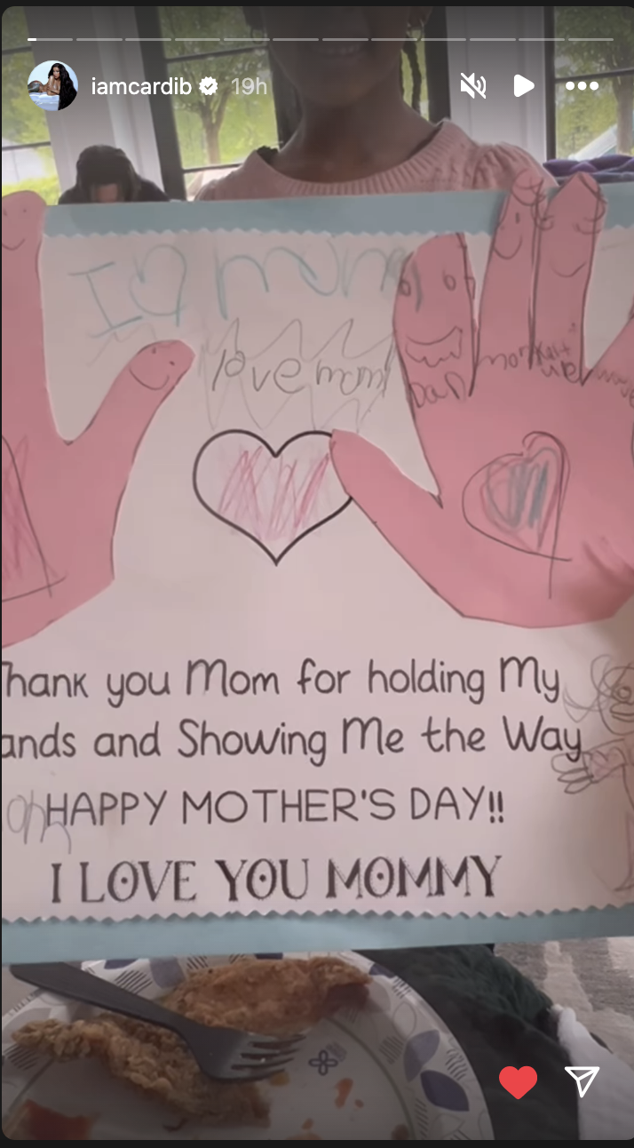 Closeup of Cardi B's Mother's Day card
