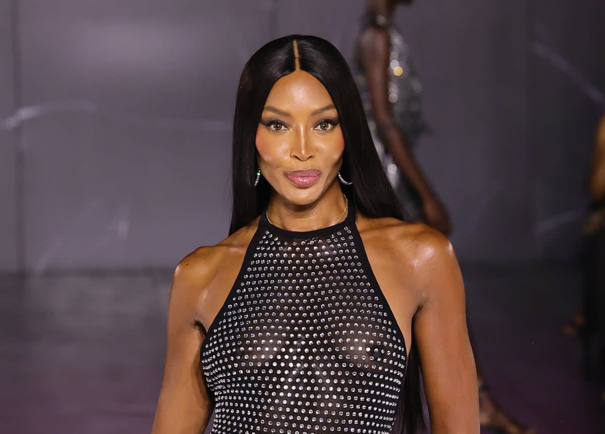 Naomi Campbell walking in the PrettyLittleThing x Naomi Campbell runway in September (Getty Images)