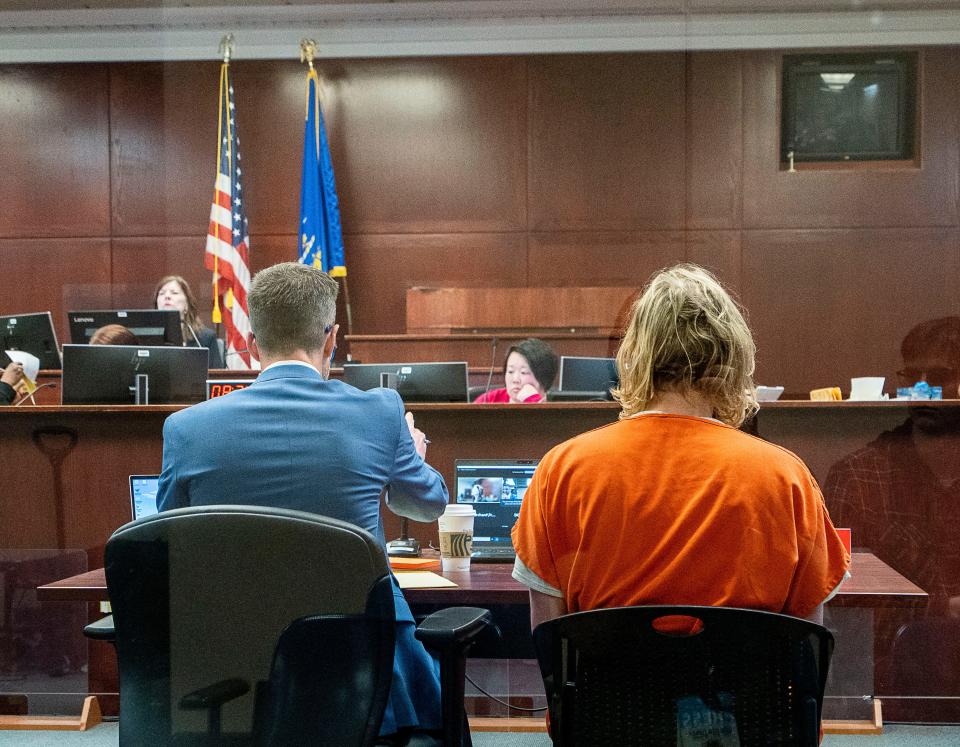 Maxwell Anderson appears in Milwaukee County Circuit Court with his attorney, Anthony Cotton, as prosecutors were seeking to detain Anderson for an additional 72 hours before making a charging decision, on Tuesday April 9, 2024 in Milwaukee, Wis.