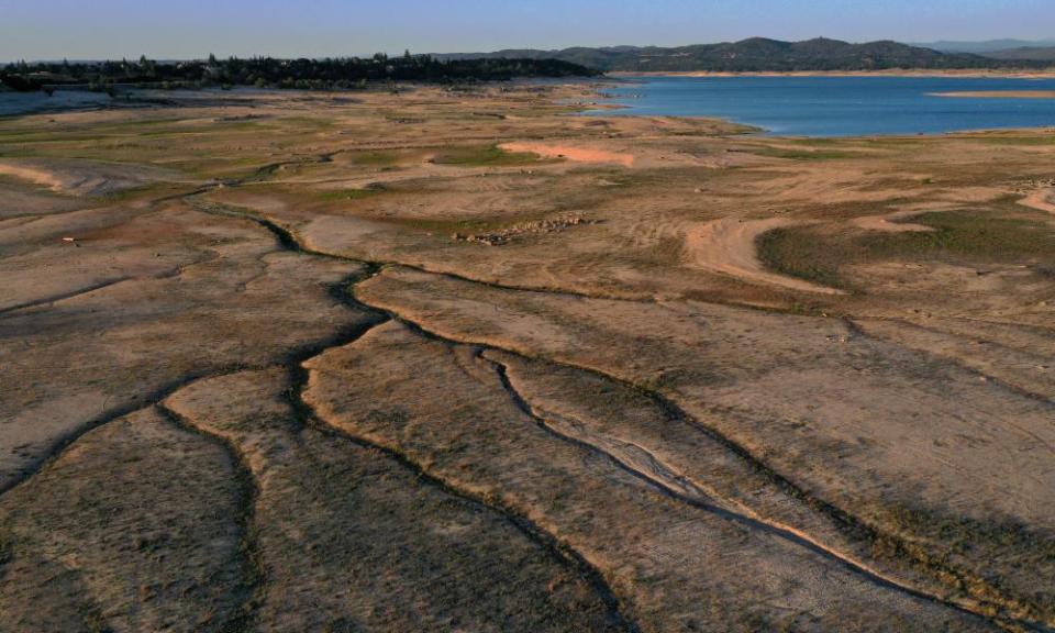 Low water levels at Folsom Lake yesterday in Granite Bay, California.