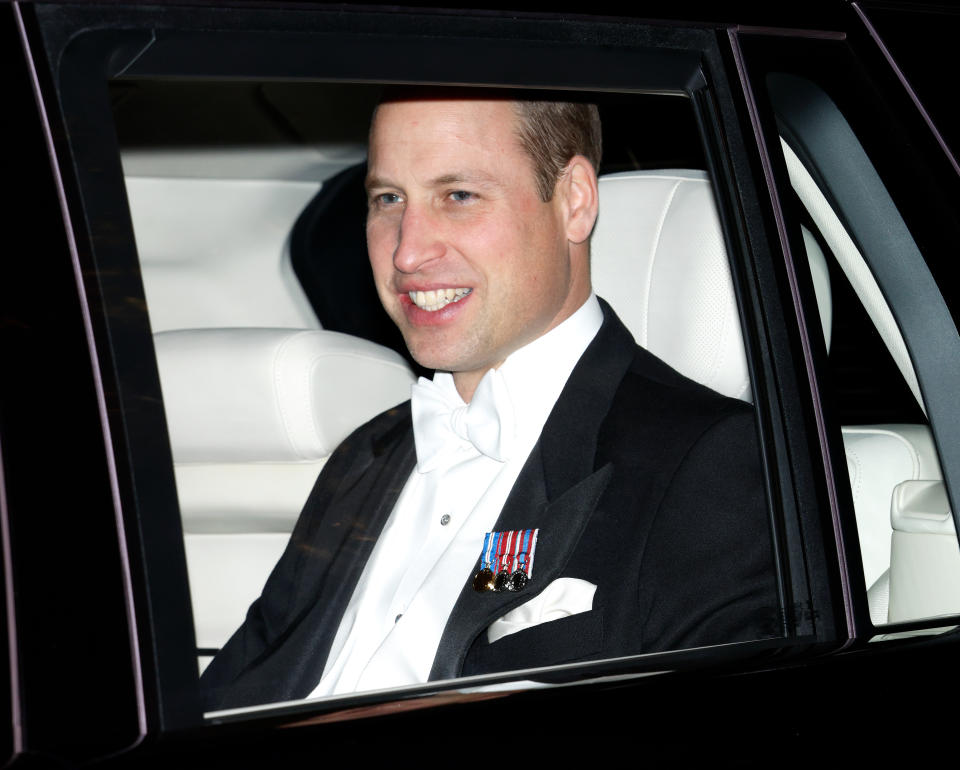 LONDON, UNITED KINGDOM - DECEMBER 06: (EMBARGOED FOR PUBLICATION IN UK NEWSPAPERS UNTIL 24 HOURS AFTER CREATE DATE AND TIME) Prince William, Prince of Wales departs after attending the annual Reception for Members of the Diplomatic Corps at Buckingham Palace on December 6, 2022 in London, England. This year's Reception for the Diplomatic Corp is the first hosted by King Charles III and the first since 2019 following a two year hiatus due to the COIVD-19 pandemic. (Photo by Max Mumby/Indigo/Getty Images)