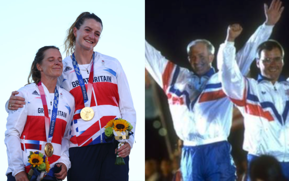 Great Britain's Eilidh McIntyre just secured a gold medal in sailing, exactly 33 years after her father, Mike, did the same at the Seoul Summer Games in 1988. (Getty)