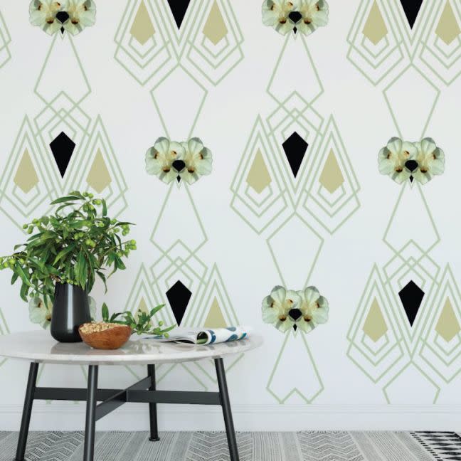 the block shop Nature’s Glamour Eco Wallpaper Marilyn Ice Green by Amba Florette