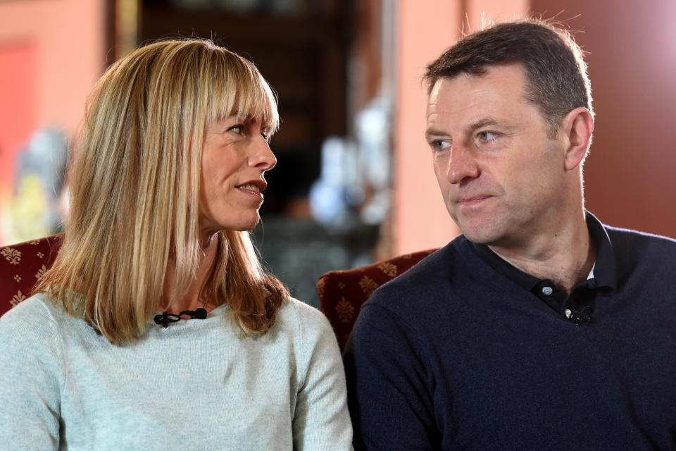 Kate and Gerry McCann, whose daughter Madeleine disappeared from a holiday flat in Portugal ten years ago, speak during an interview with the BBC's Fiona Bruce at Prestwold Hall in Loughborough, Britain April 28, 2017.   Photograph taken April 28, 2017.   REUTERS/Joe Giddens/Pool     TPX IMAGES OF THE DAY