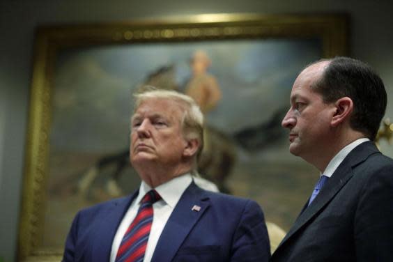 Mr Trump’s labour secretary Alexander Acosta oversaw plea deal that granted Epstein immunity from federal prosecutors (Getty)