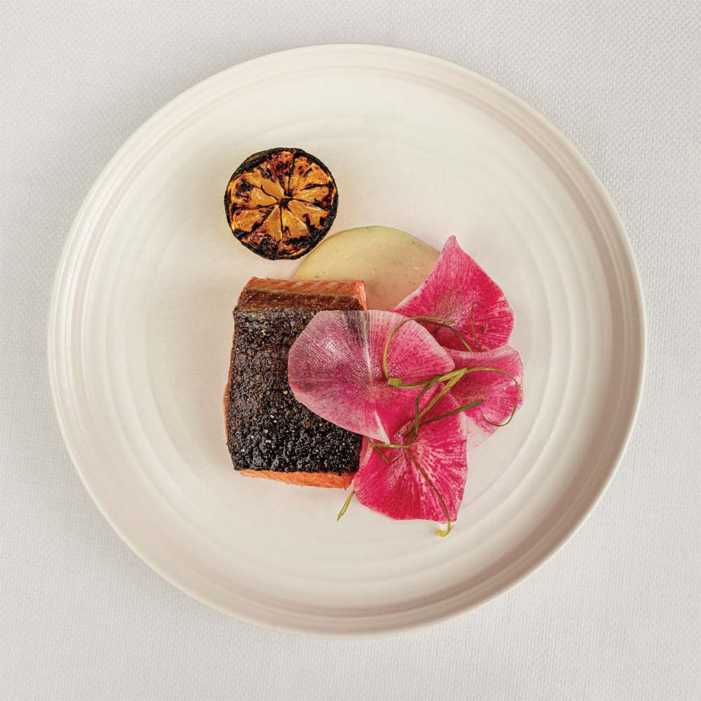 Wild salmon pavé with radish and aioli at The Terrace. - Credit: Courtesy of Patricia Hosein