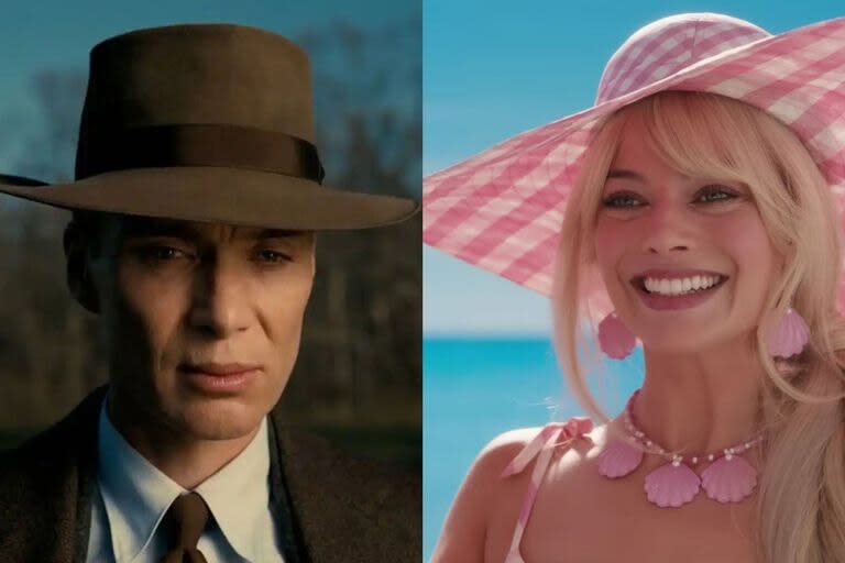 Cillian Murphy como J. Robert Oppenheimer y Margot Robbie como Barbie Estereotípica