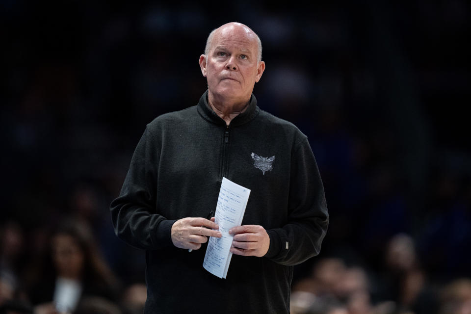 CHARLOTTE, NORTH CAROLINA - MARCH 31: Head coach Steve Clifford of the Charlotte Hornets looks on during their game against the LA Clippers at Spectrum Center on March 31, 2024 in Charlotte, North Carolina.  NOTE TO USER: User expressly acknowledges and agrees that by downloading and/or using this photo, user agrees to the terms and conditions of the Getty Images License Agreement.  (Photo by Jacob Kupferman/Getty Images)