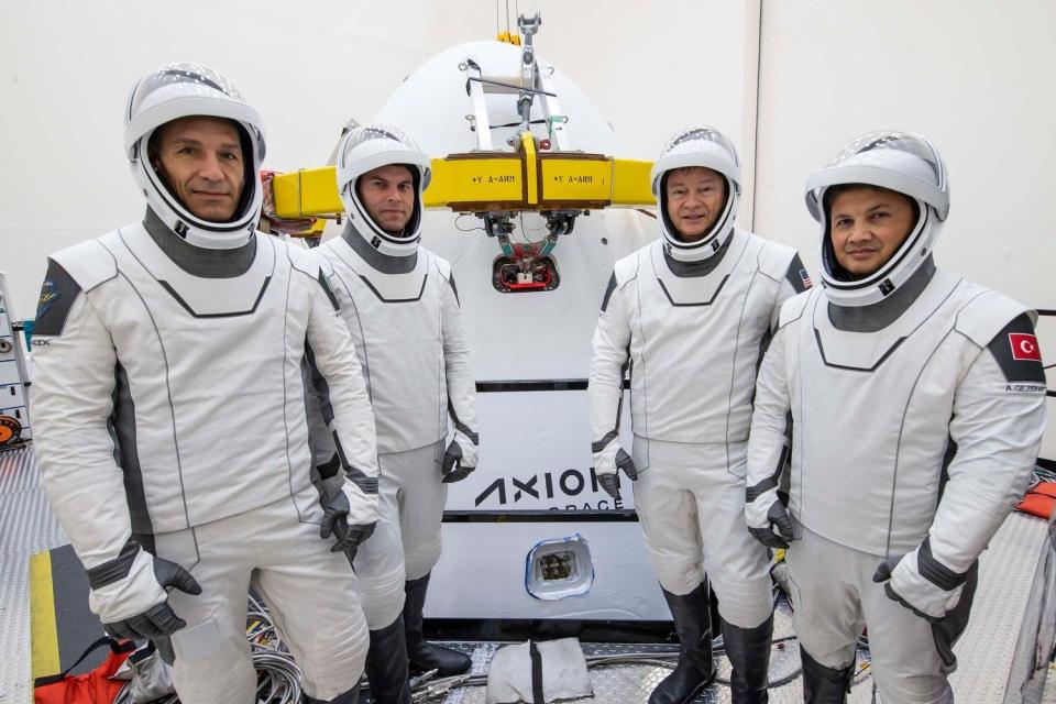 From left, Axiom-3 astronauts Walter Villadei, Marcus Wandt, Michael López-Alegría and Alper Gezeravcı.