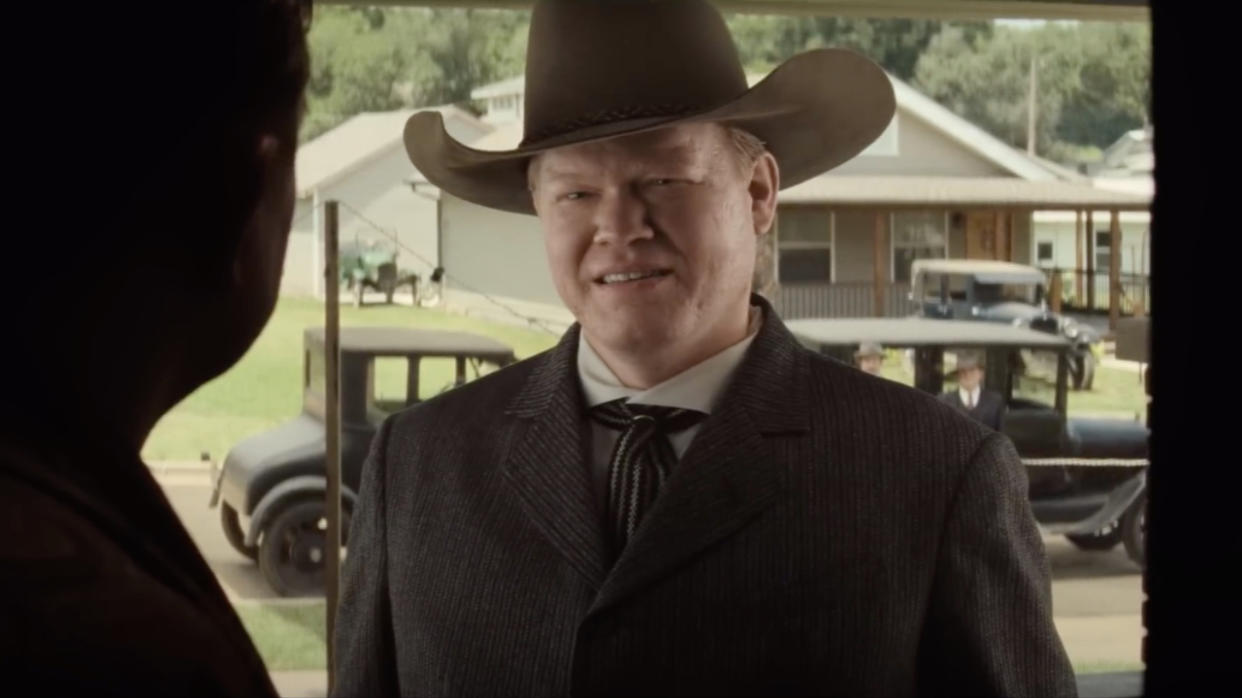  Jesse Plemons wearing a cowboy hat as Tom White in Killers of the Flower Moon. 