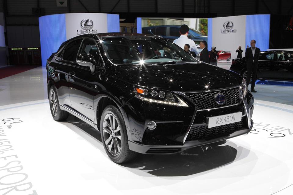 Continuing the rollout of its new styling look that makes the front of its cars resemble personal grooming devices, Lexus rolls out the updated RX 450h soft-road utility vehicle onto the stage at the 2012 Geneva Motor Show. Toyota's luxury arm says in addition to a hybrid version, it will also show a "F" sports edition — its attempt to assault the European sports-letter crowd of BMW's M division, Mercedes' AMG and Audi S.