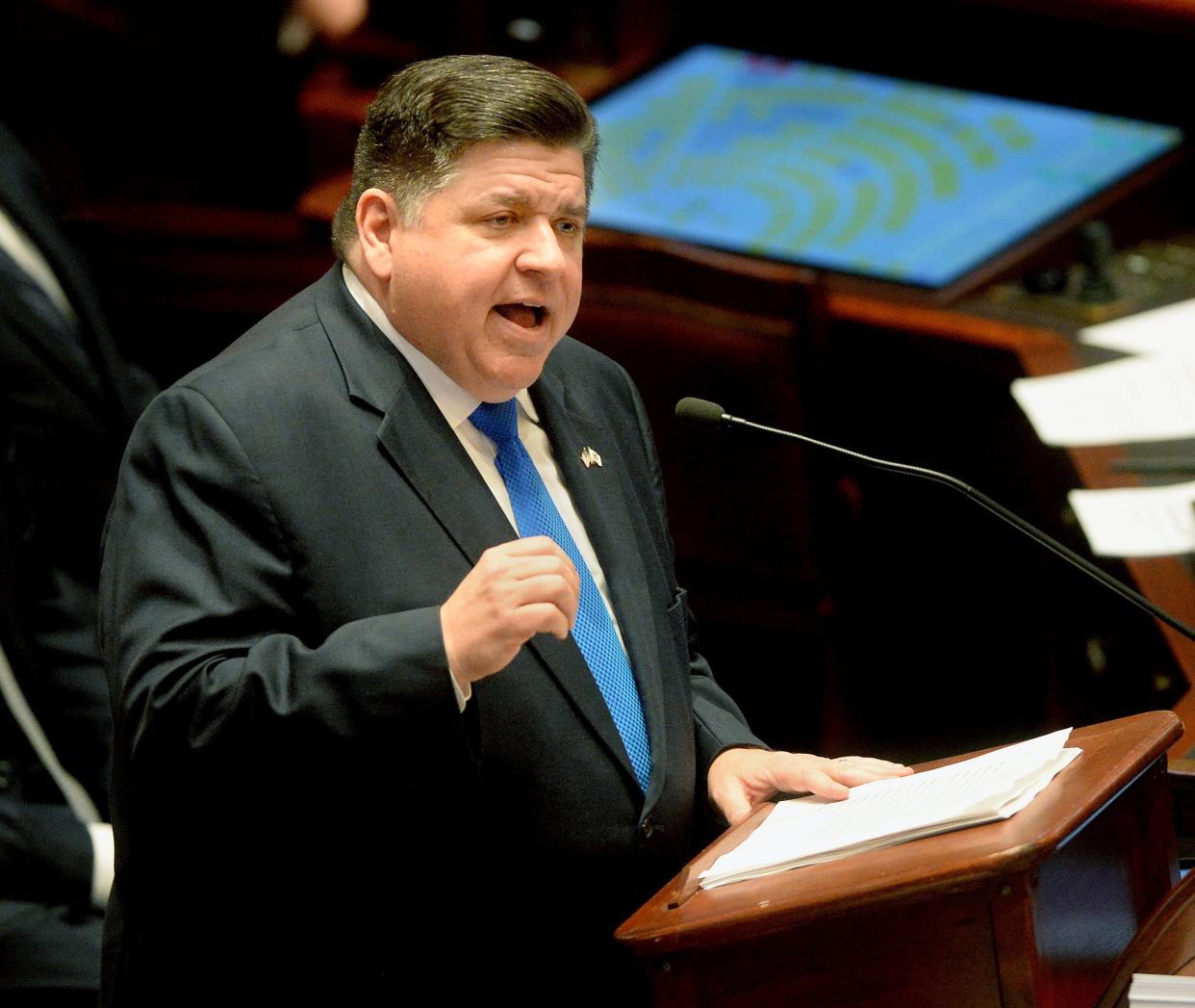 Illinois Gov. JB Pritzker gives his annual State of the State budget address before the General Assembly on Feb. 5.