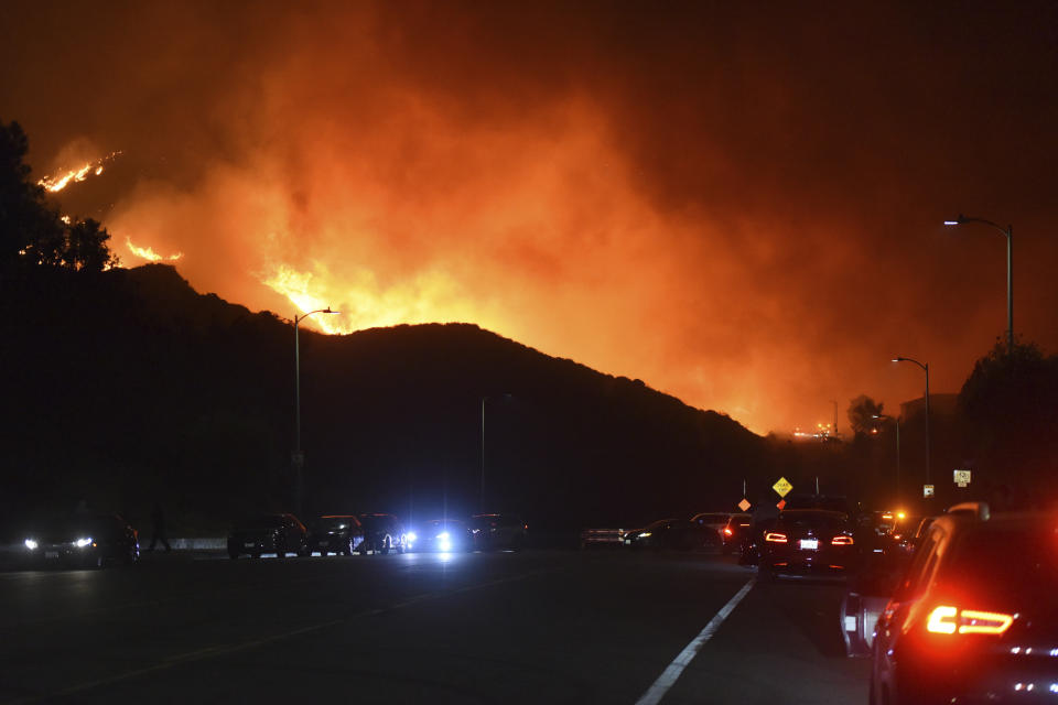 The Saddleridge fire advances into Granada Hills, Calif., Friday, Oct. 11, 2019. (Photo: Michael Owen Baker/AP)