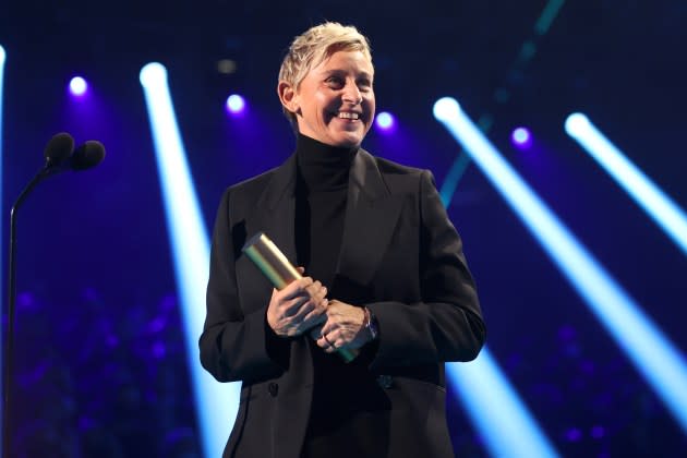 Ellen DeGeneres accepts The Daytime Talk Show of 2021 award for ‘The Ellen DeGeneres Show’ on stage during the 2021 People's Choice Awards - Credit: Christopher Polk/E! Entertainment/NBCUniversal/NBCU Photo Bank/Getty Images