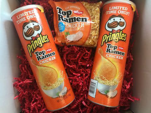 <p>This Dollar General exclusive isn't for everyone, but it was popular enough to be brought back for a <a href="https://www.delish.com/food-news/news/a54141/new-pringles-top-ramen-chicken/" rel="nofollow noopener" target="_blank" data-ylk="slk:second limited release;elm:context_link;itc:0;sec:content-canvas" class="link ">second limited release</a>. And, at $1.69 a canister, you'd have a tough time finding a more unique flavor journey for such a bargain.</p>