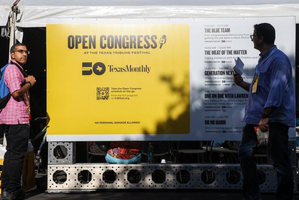 Attendees gather at Open Congress at the Texas Tribune Festival on Sept. 23, 2023 in Austin, TX.