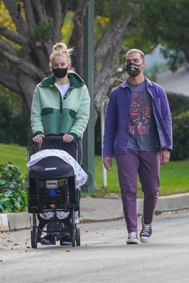 Sophie Turner Wears All Black for a Walk with Baby Willa