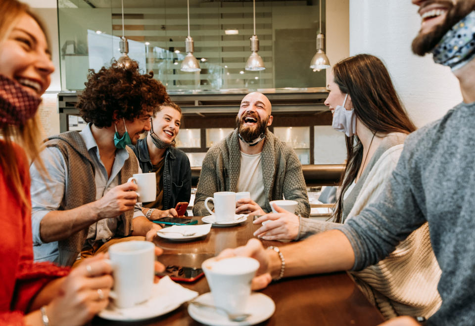 If you&rsquo;re dining indoors or in a tent where people&rsquo;s masks are off and airflow is stifled, that risk of COVID-19 infection grows exponentially.  (Photo: Kar-Tr via Getty Images)