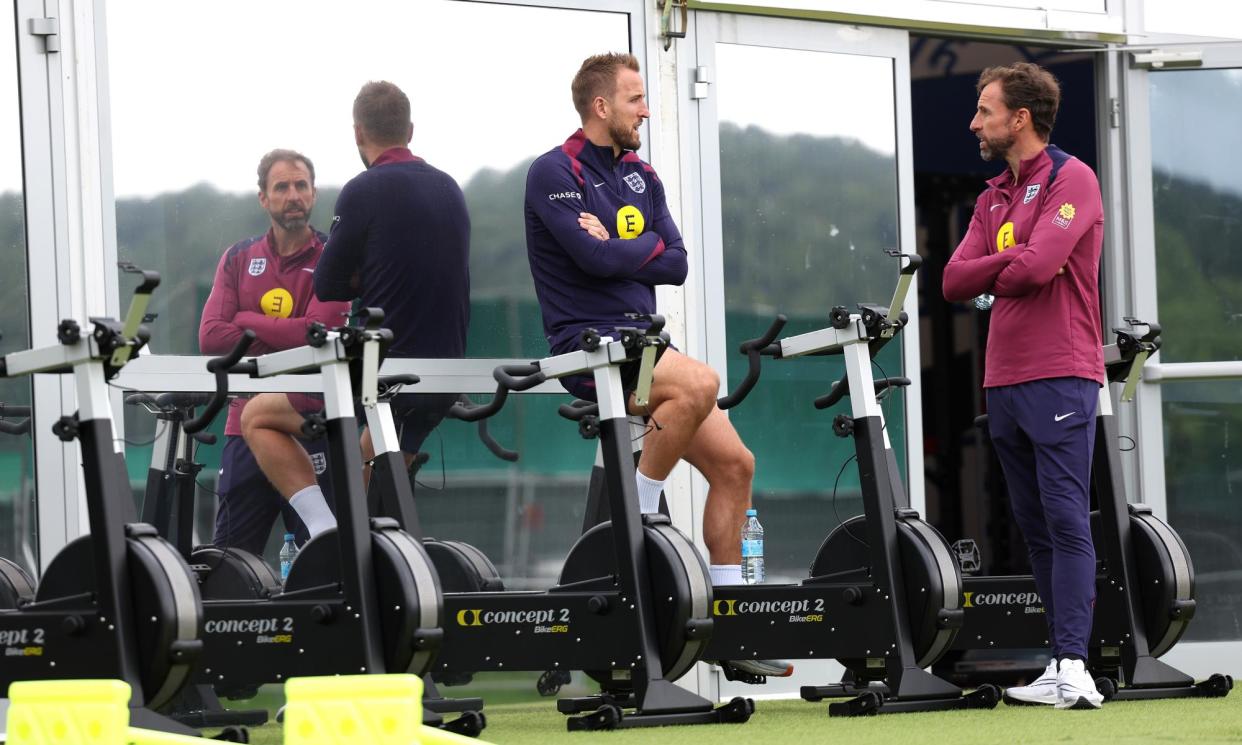 <span>Gareth Southgate and Harry Kane, seeing double.</span><span>Photograph: Eddie Keogh/The FA/Getty Images</span>