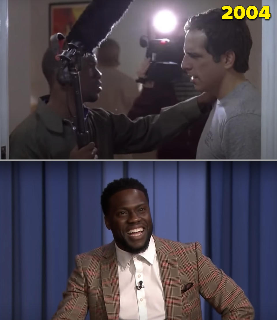 Kevin Hart as an extra in "Along Came Polly" vs. him on the "Tonight Show" in 2018