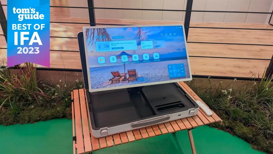 LG StanbyME Go TV in briefcase