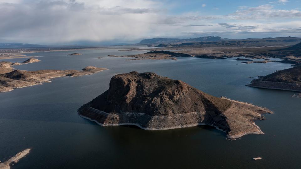 Elephant Butte Lake is seen at 24.7% during the week that water is to be released to the Rio Grande for the 2024 cycle on March 8, 2024.