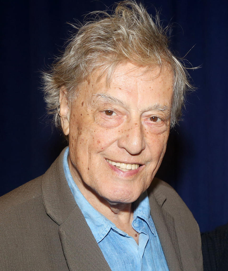 Playwright Tom Stoppard poses at a photo call for the new Tom Stoppard play "Leopoldstadt" on Broadway at The New 42nd Street Studios on September 1, 2022 in New York City.