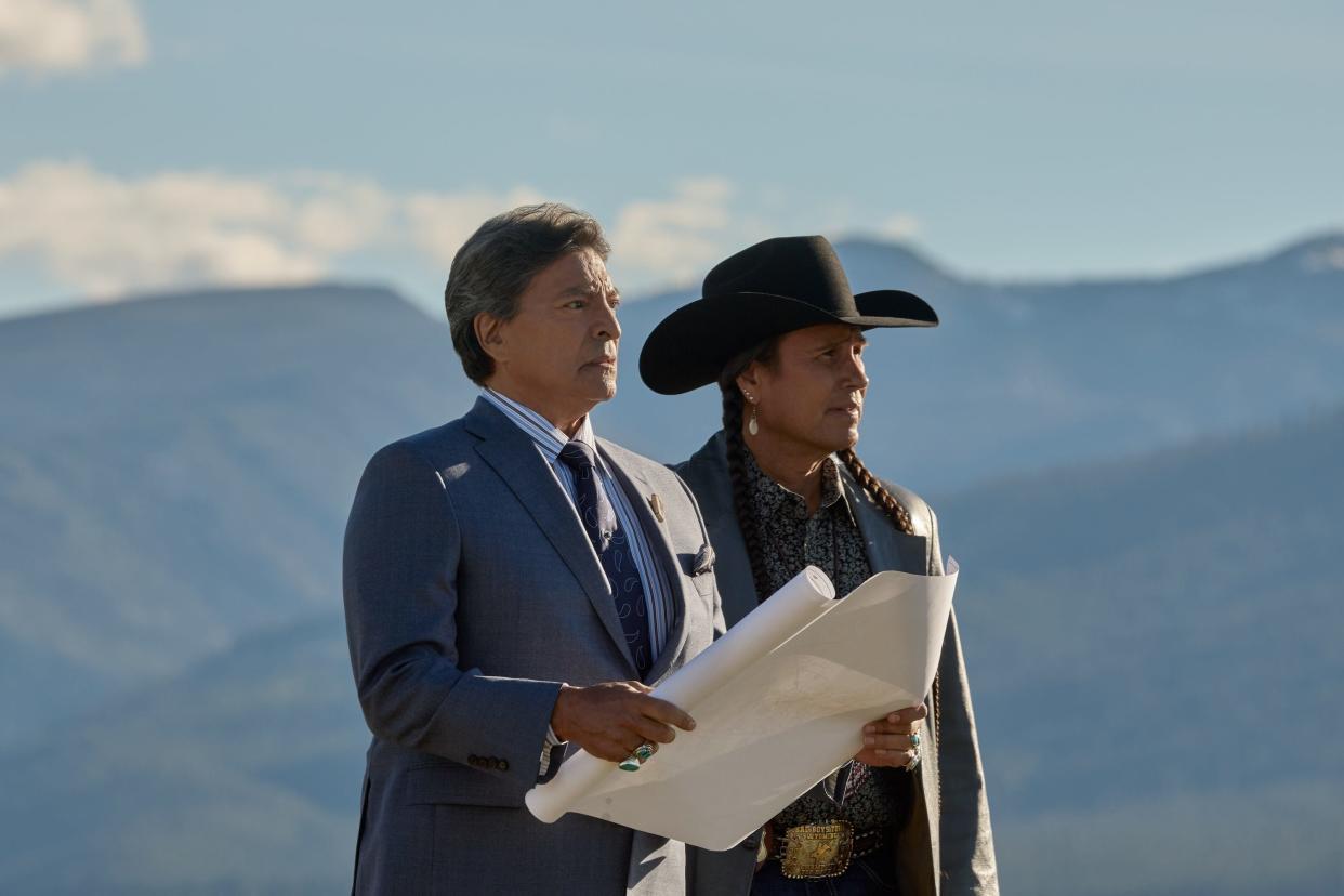 Thomas Rainwater (Gil Birmingham) and Mo Brings Plenty on the second half of Season 5 of "Yellowstone."