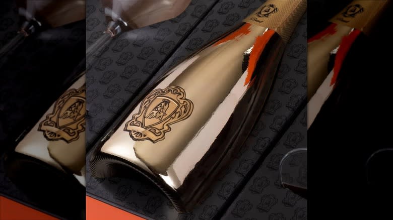 Gold Lamborghini wine bottle