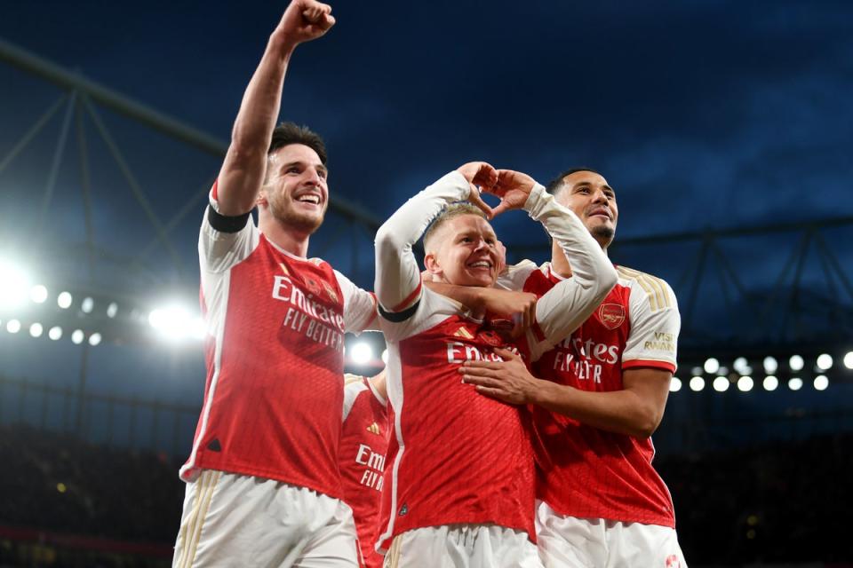 Oleksandr Zinchenko was on target as Arsenal eased past Burnley (Arsenal FC via Getty Images)