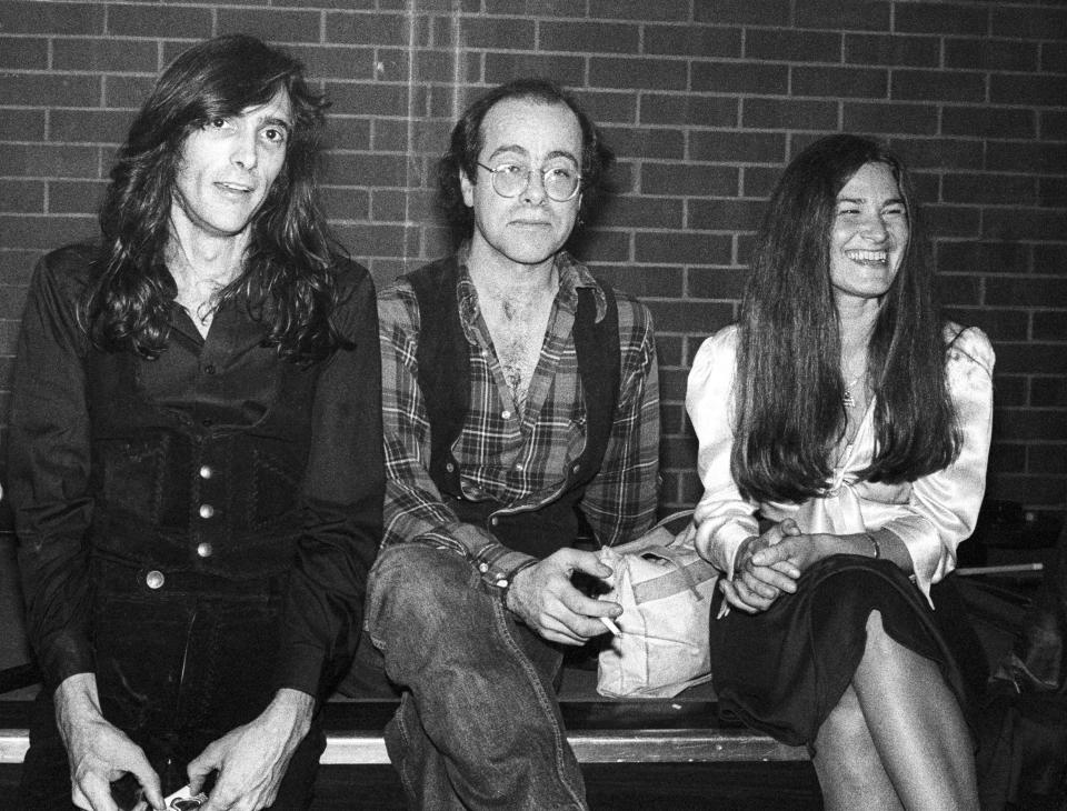 Quicksilver Messenger Service guitarist John Cipollina, Grateful Dead lyricist Robert Hunter and Grateful Dead singer Donna Godchaux pose backstage at the Old Waldorf club 1980 in San Francisco, California. Photo credit: Ed Perlstein/Redferns/Getty Images