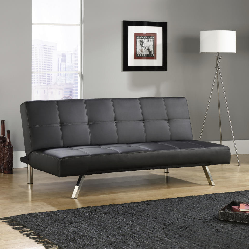 This undated photo shows Sauder's armless Cooper sofa, a good option for a tight space where you want furniture with a smaller footprint and room to get around. (Sauder via AP)