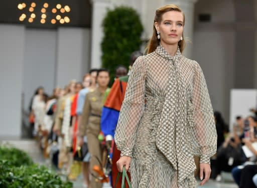 A model walks the runway for the Tory Burch Spring/Summer 2020 show during New York Fashion Week: The Shows at the Brooklyn Museum on September 8, 2019 in New York City