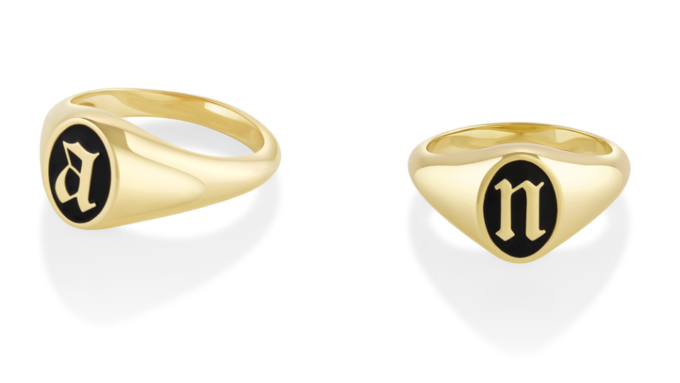 Marrow Fine Initial Enamel Signet Rings