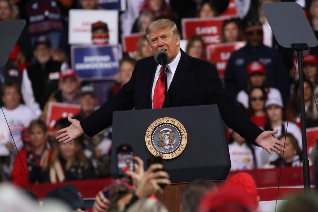 Trump attends a rally in support of senators David Perdue and  Kelly Loefflerin in Georgia last week (Getty Images)