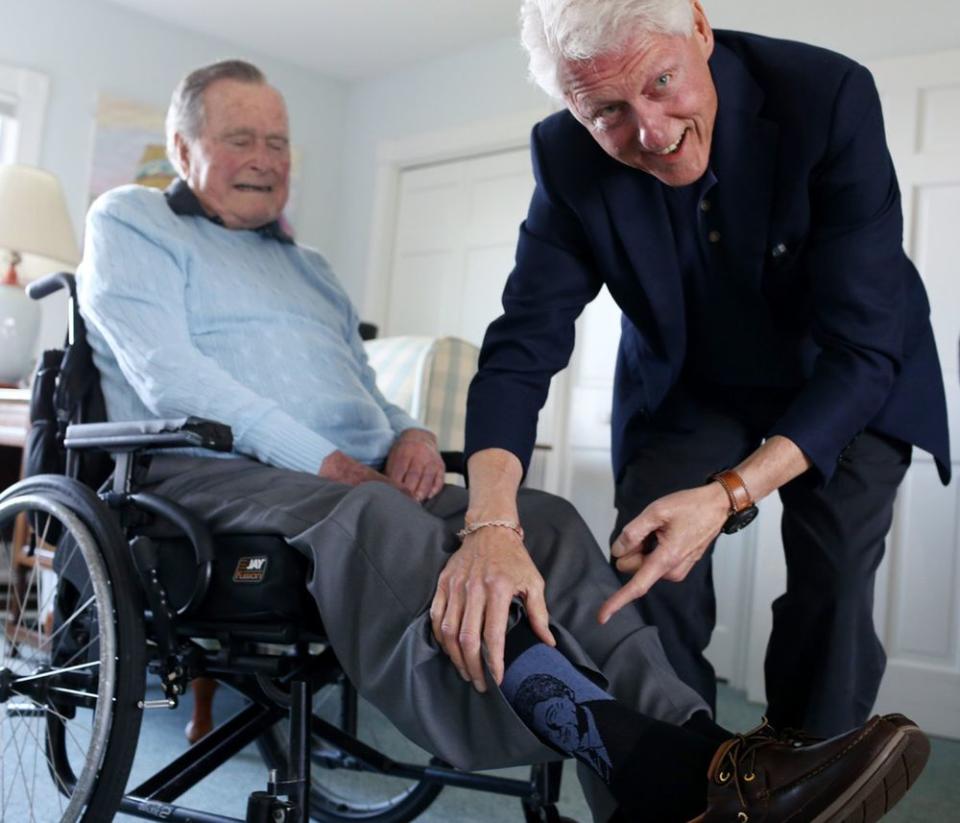 George H.W. Bush and Bill Clinton in June 2018