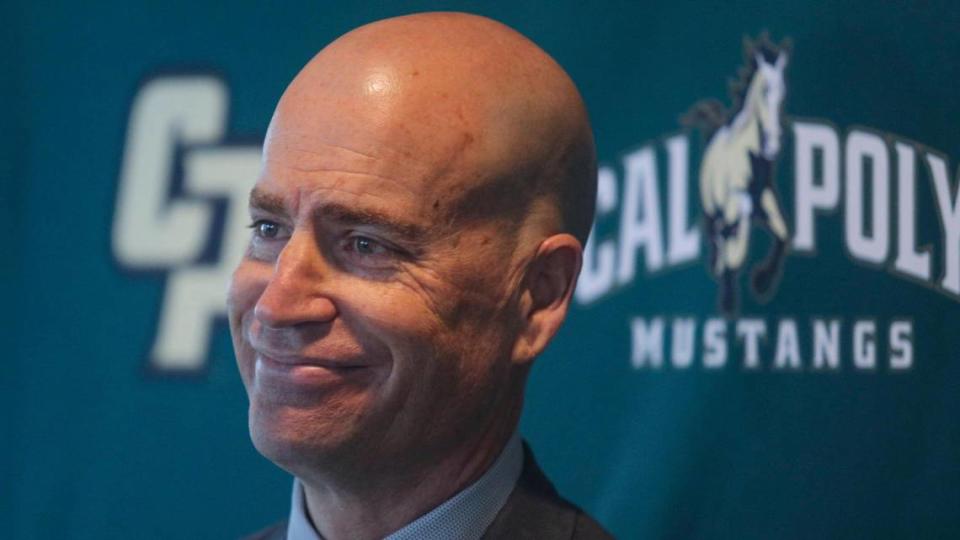 Mike DeGeorge was introduced as Cal Poly’s new mens basketball head coach on April 4, 2024.