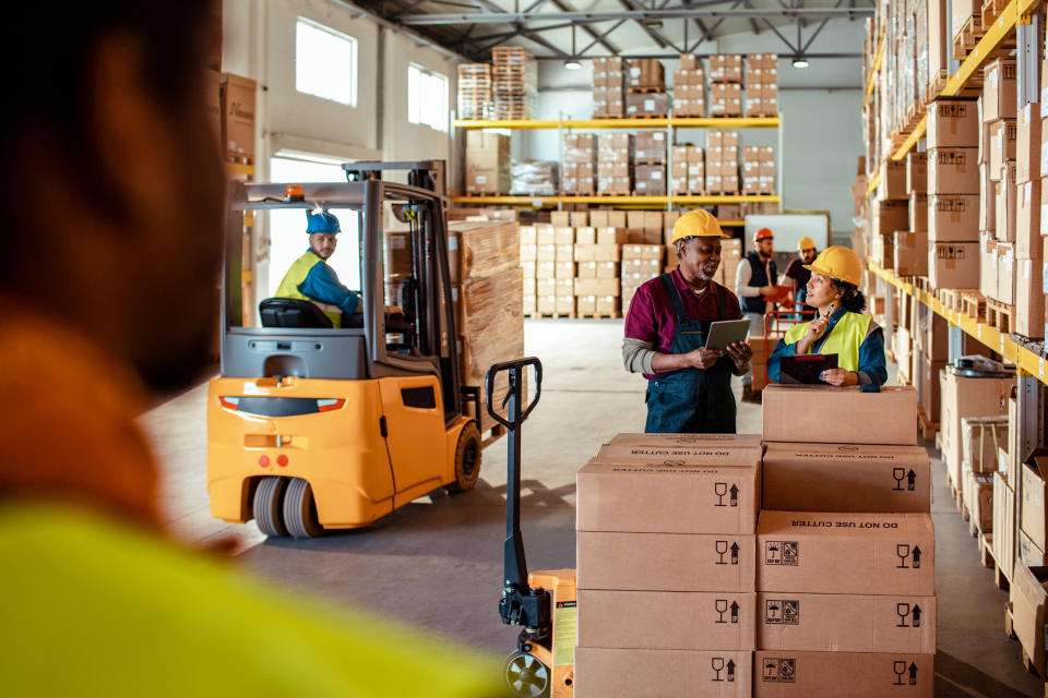 Workers in warehouse