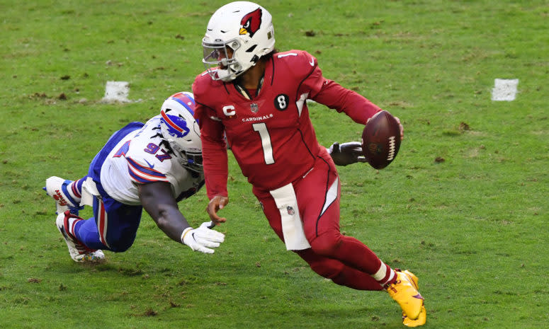 Arizona Cardinals quarterback Kyler Murray on the field against Buffalo.