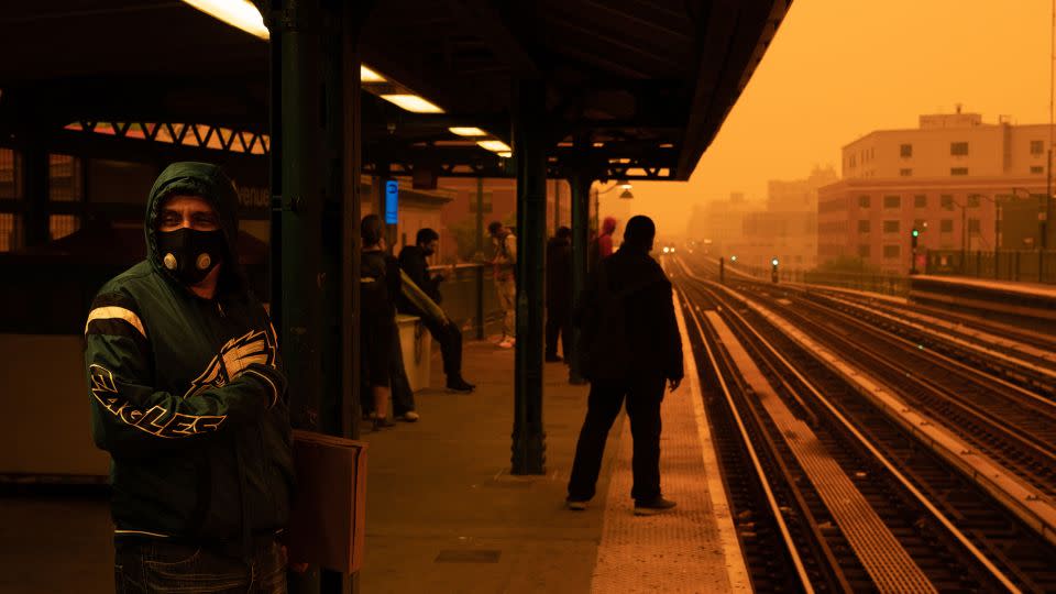 Smoky haze from wildfires in Canada blankets the Bronx borough of New York City on June 7, 2023.  - David Dee Delgado/Getty Images