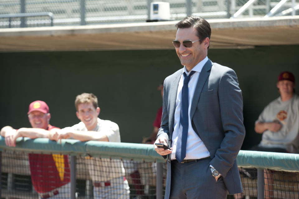 This image released by Disney shows Jon Hamm in a scene from "Million Dollar Arm." (AP Photo/Disney, Ron Phillips)