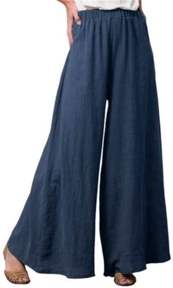 Lghxlxry Women's Casual Flowy Palazzo Pants Elastic Waist Wide Leg Loose Summer Trousers with Pocket. (Photo: Amazon SG)