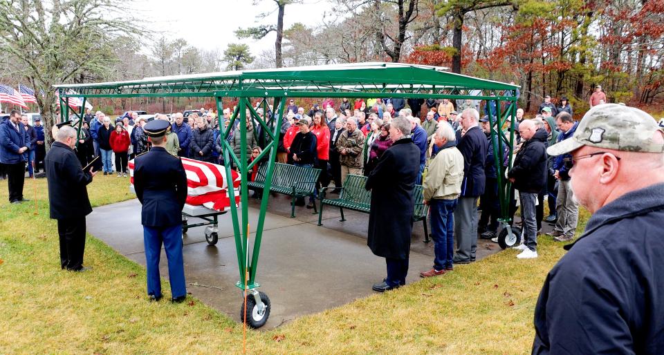 Many attended Vietnam War veteran Charles Connolly's funeral Friday at the Massachusetts National Cemetery in Bourne.