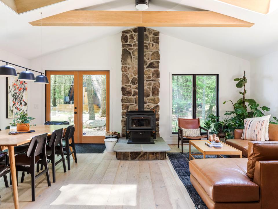 The combined dining and living area in the chalet.