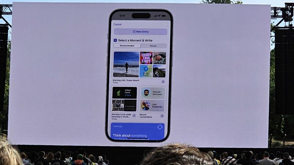 Journal app screeenshot from iPhone at WWDC