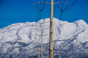  Power transmission lines in Vineyard are pictured on Sunday, Feb. 4, 2024. (Photo by Spenser Heaps for Utah News Dispatch)