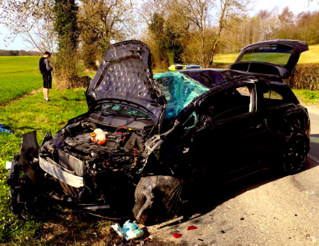 The car had three passengers, who were all discharged at the scene. (Thames Valley Police)