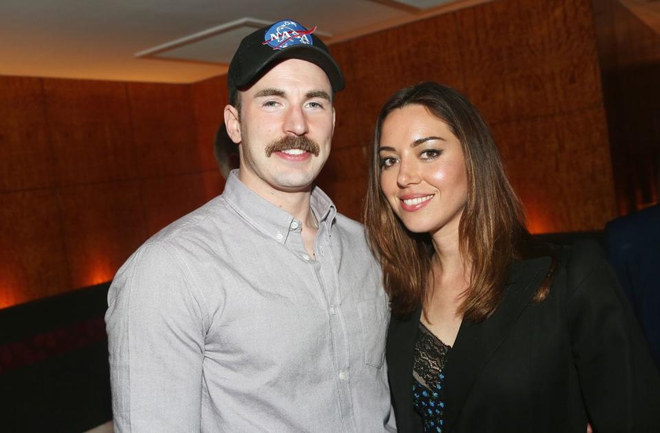 chris evans and audrey plaza in 2018